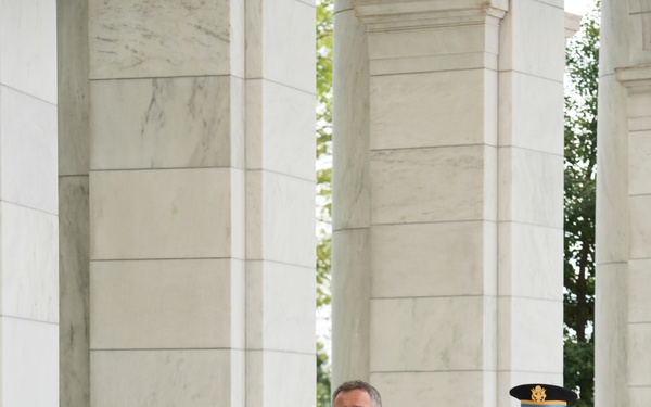 NATO secretary general participates in wreath laying ceremony at the Tomb of the Unknown Soldier in Arlington National Cemetery