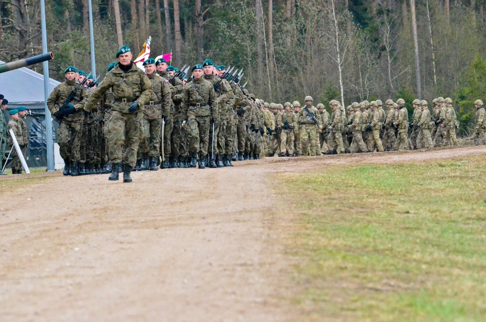 Battle Group Poland is hailed in Orzysz, Poland