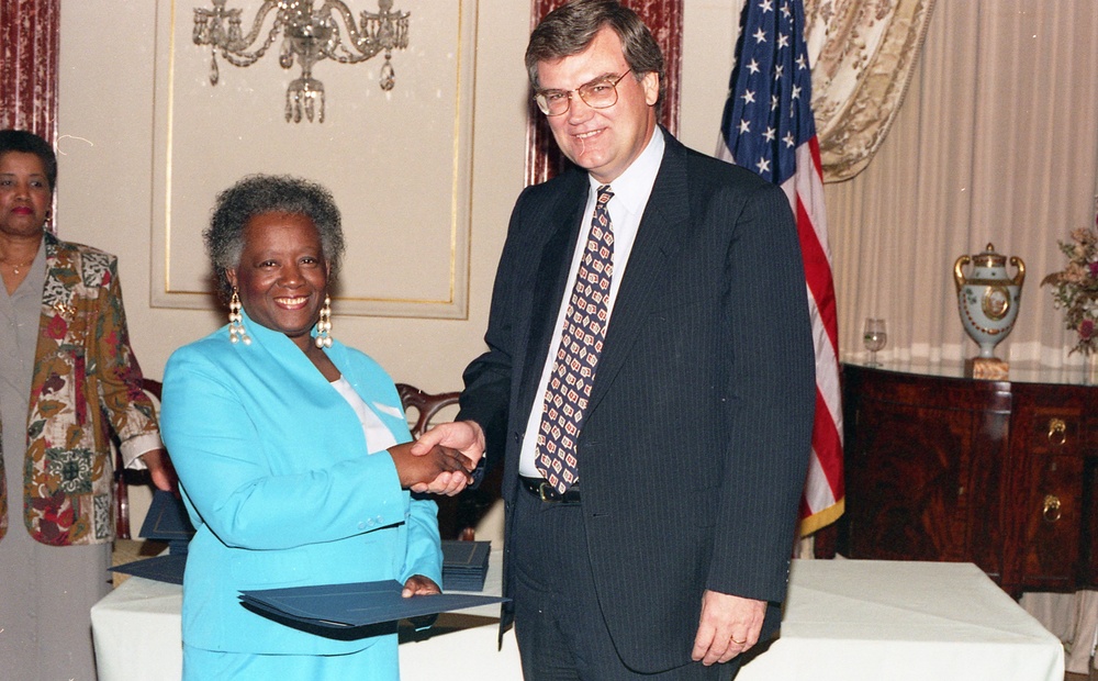 Admin. Atwood presenting Retirement Awards 1994