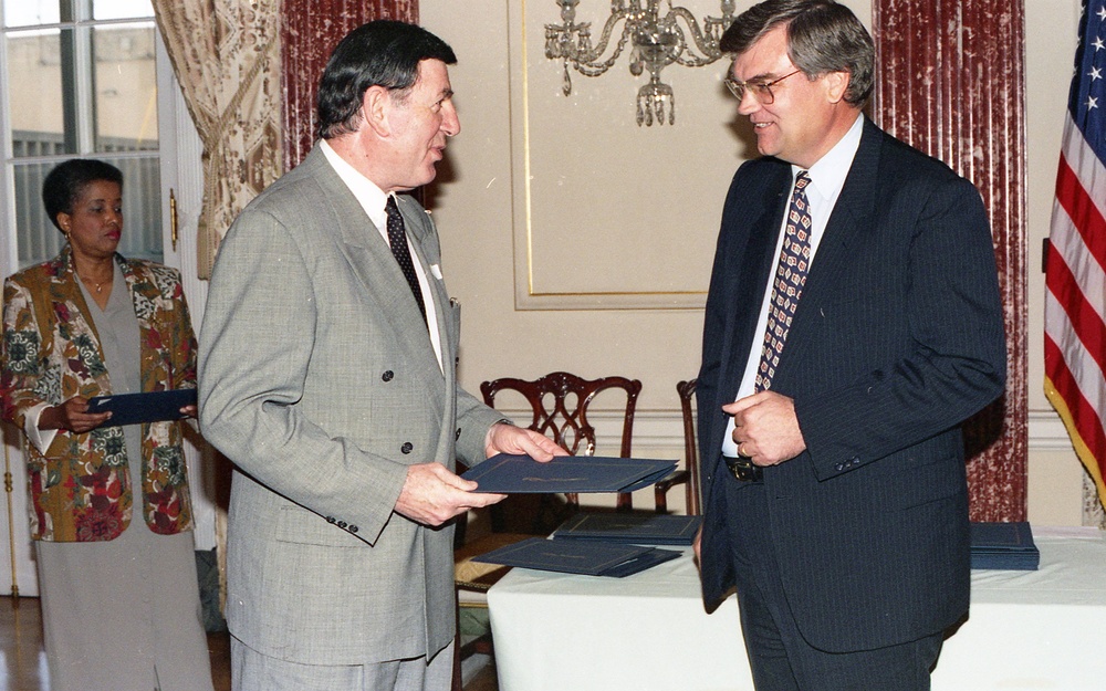 Admin. Atwood presenting Retirement Awards 1994
