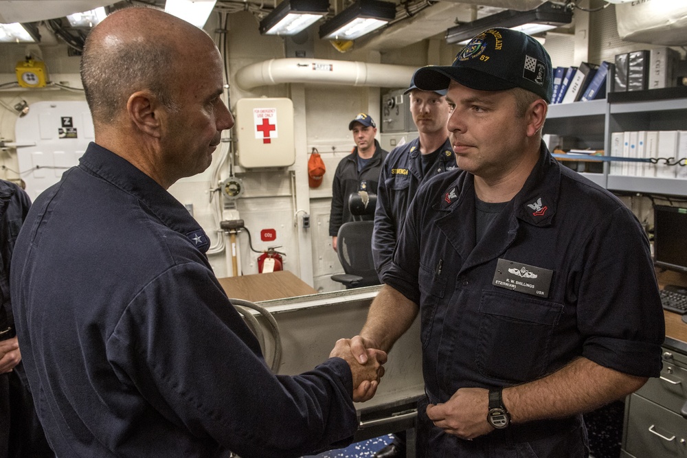 Rear Adm. Kilby Visits USS Lake Champlain (CG 57)