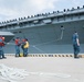 The future USS GERALD R. FORD (CVN 78) arrives at Naval Station Norfolk
