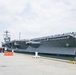 The future USS GERALD R. FORD (CVN 78) arrives at Naval Station Norfolk