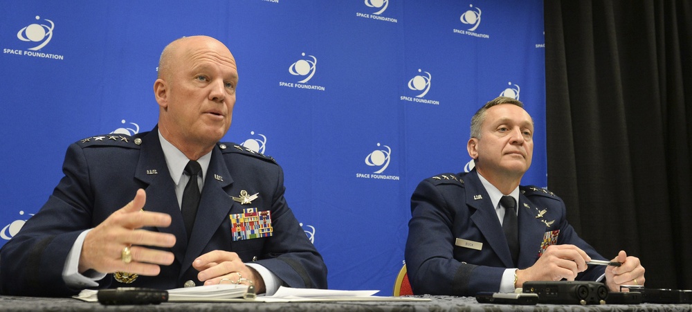 Gen. John &quot;Jay&quot; Raymond and Lt. Gen. David Buck at 33rd Space Symposium