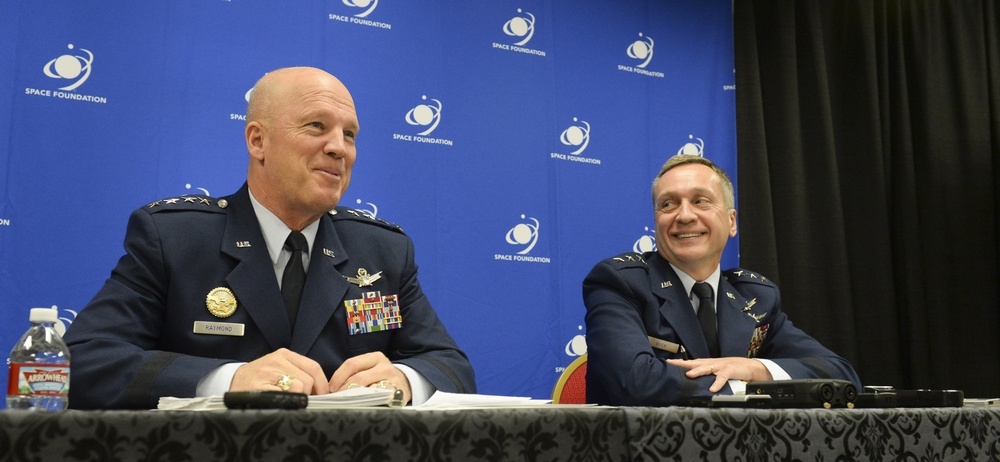 Gen. John &quot;Jay&quot; Raymond and Lt. Gen. David Buck at 33rd Space Symposium