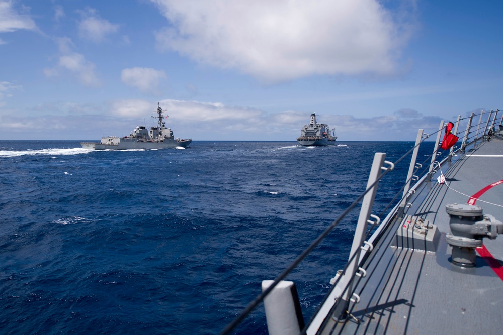 USS Shoup (DDG 86) Conducts RAS During COMPTUEX