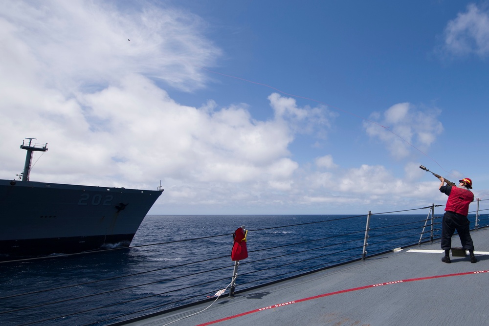 USS Shoup (DDG 86) Conducts RAS During COMPTUEX