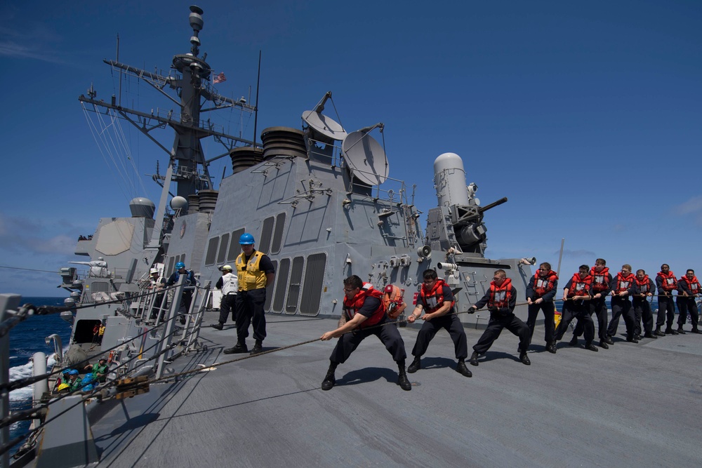 USS Shoup (DDG 86) Conducts RAS During COMPTUEX
