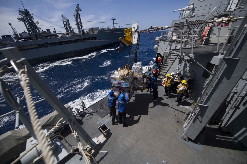 USS Shoup (DDG 86) Conducts RAS During COMPTUEX