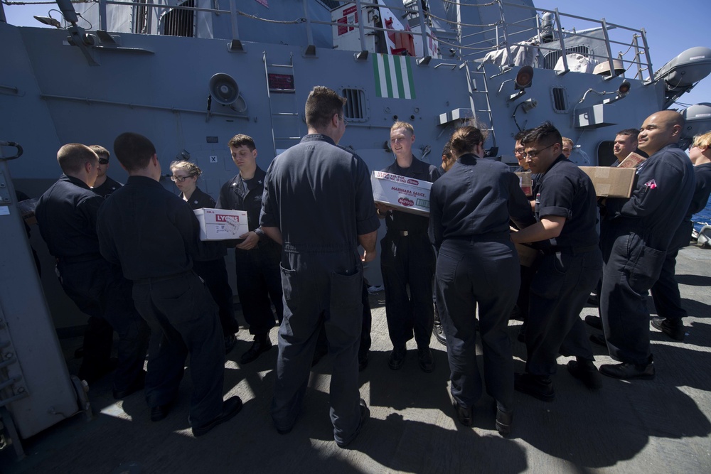 USS Shoup (DDG 86) Conducts RAS During COMPTUEX