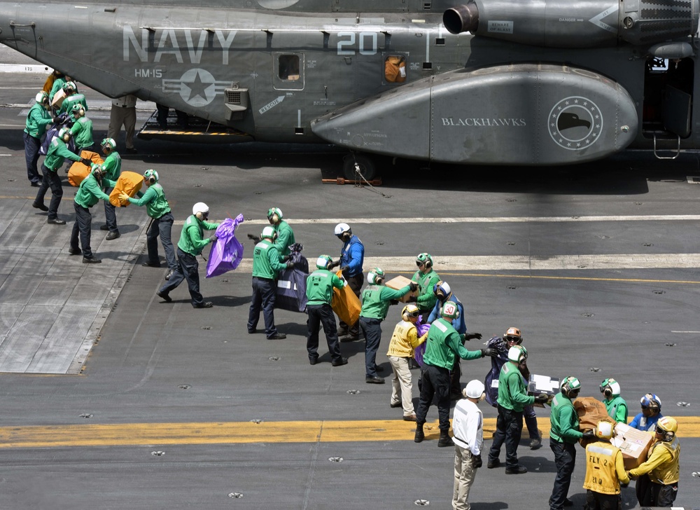 GHWB is the flagship of Carrier Strike Group (CSG) 2, which is comprised of the staff of CSG-2; GHWB; the nine squadrons and staff of Carrier Air Wing (CVW) 8; Destroyer Squadron (DESRON) 22 staff and guided-missile destroyers USS Laboon (DDG 58) and USS