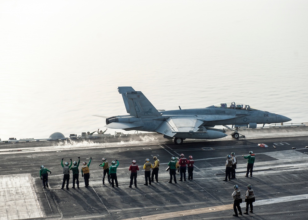 GHWB is the flagship of Carrier Strike Group (CSG) 2, which is comprised of the staff of CSG-2; GHWB; the nine squadrons and staff of Carrier Air Wing (CVW) 8; Destroyer Squadron (DESRON) 22 staff and guided-missile destroyers USS Laboon (DDG 58) and USS