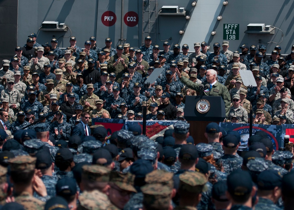 Vice President Michael R. Pence aboard USS Ronald Reagan