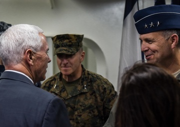 Vice President Pence is Greeted by Lt. Gen. Jerry P. Martinez