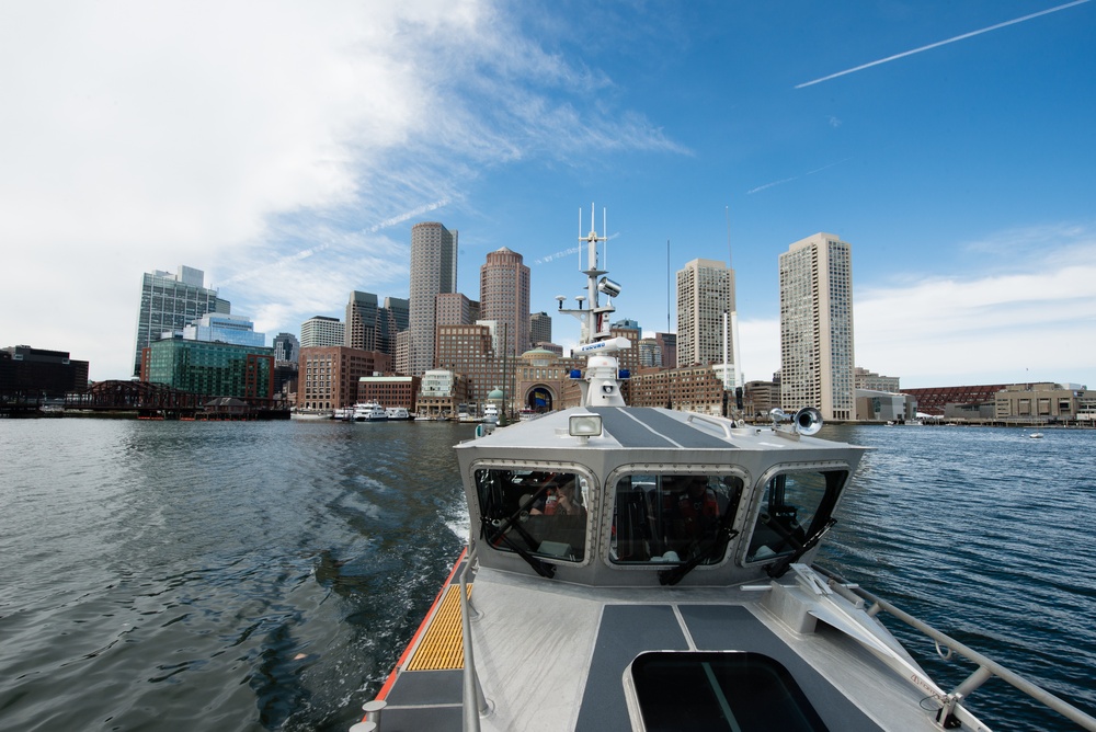 Coast Guard conducts security patrols of Boston Harbor during marathon