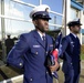 Coast Guard members wear Service Dress Blues in observation of Child Abuse Prevention and Sexual Assault Awareness Month