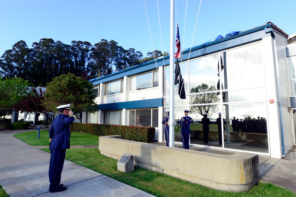 Capt. Anthony Ceraolo salutes American Flag during morning colors