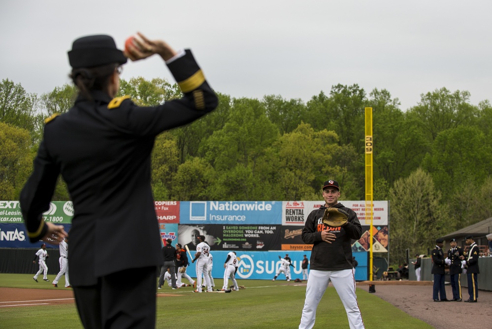 Soldiers celebrate Army Reserve birthday with Bowie Baysox baseball club