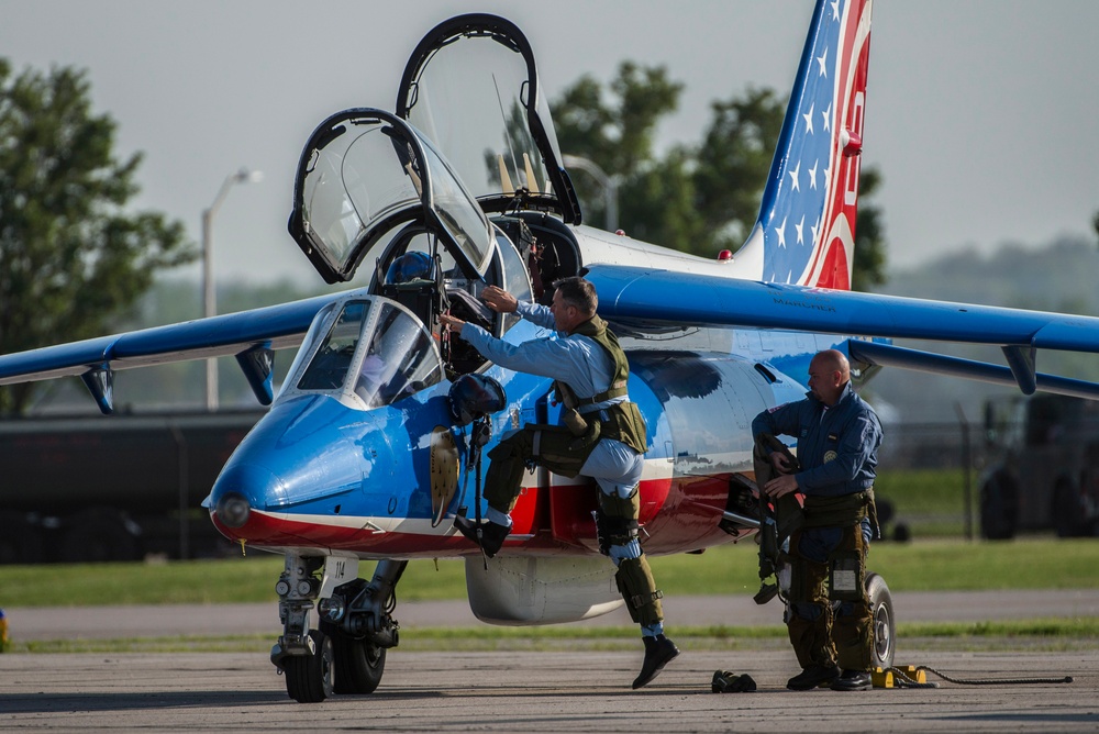 The Patrouille de France lands at Scott Air Force Base