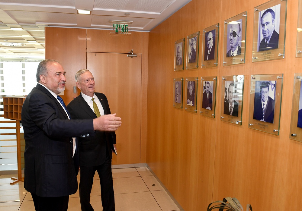 photos of Secretary of Defense Jim Mattis at the Ministry of Defense and IDF headquarters in Tel Aviv, April 21, 2017