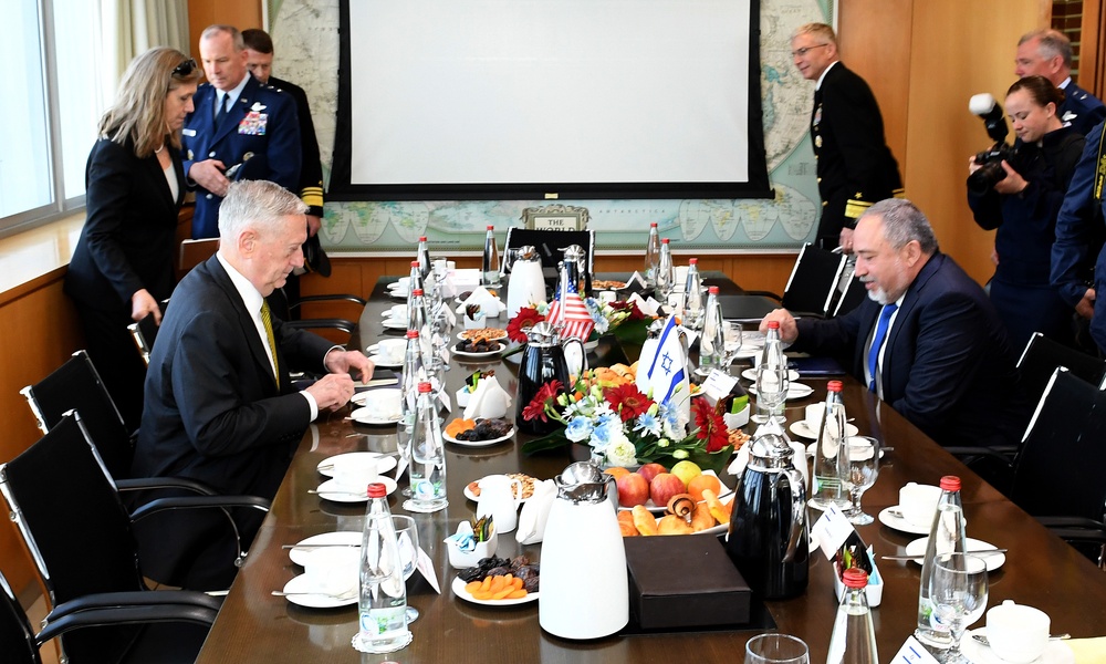 photos of Secretary of Defense Jim Mattis at the Ministry of Defense and IDF headquarters in Tel Aviv, April 21, 2017