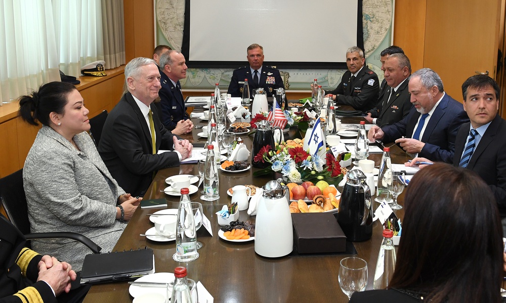 photos of Secretary of Defense Jim Mattis at the Ministry of Defense and IDF headquarters in Tel Aviv, April 21, 2017
