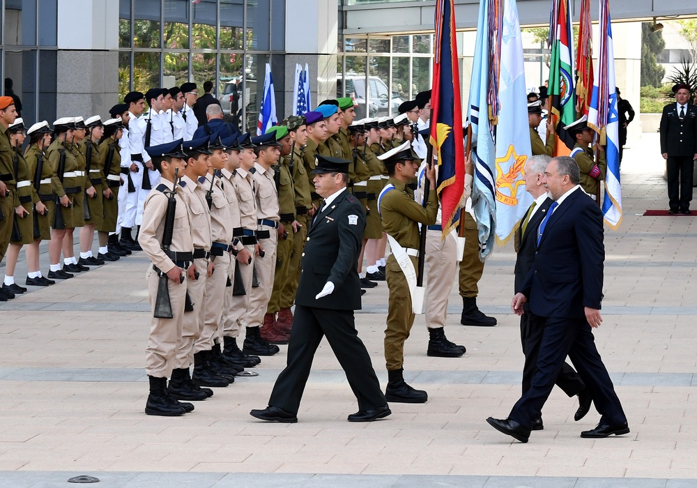photos of Secretary of Defense Jim Mattis at the Ministry of Defense and IDF headquarters in Tel Aviv, April 21, 2017