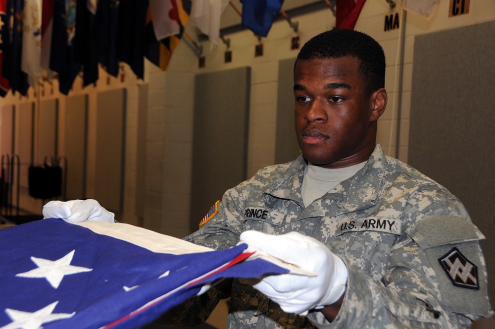 Army Reserve Soldiers go through military funeral honors training