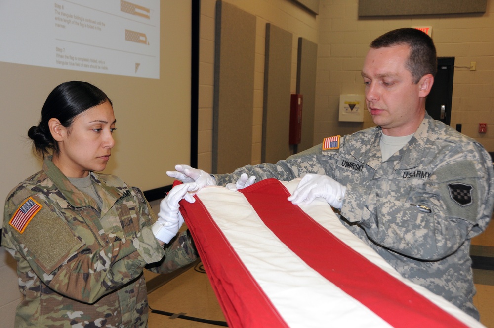 Army Reserve Soldiers go through military funeral honors training