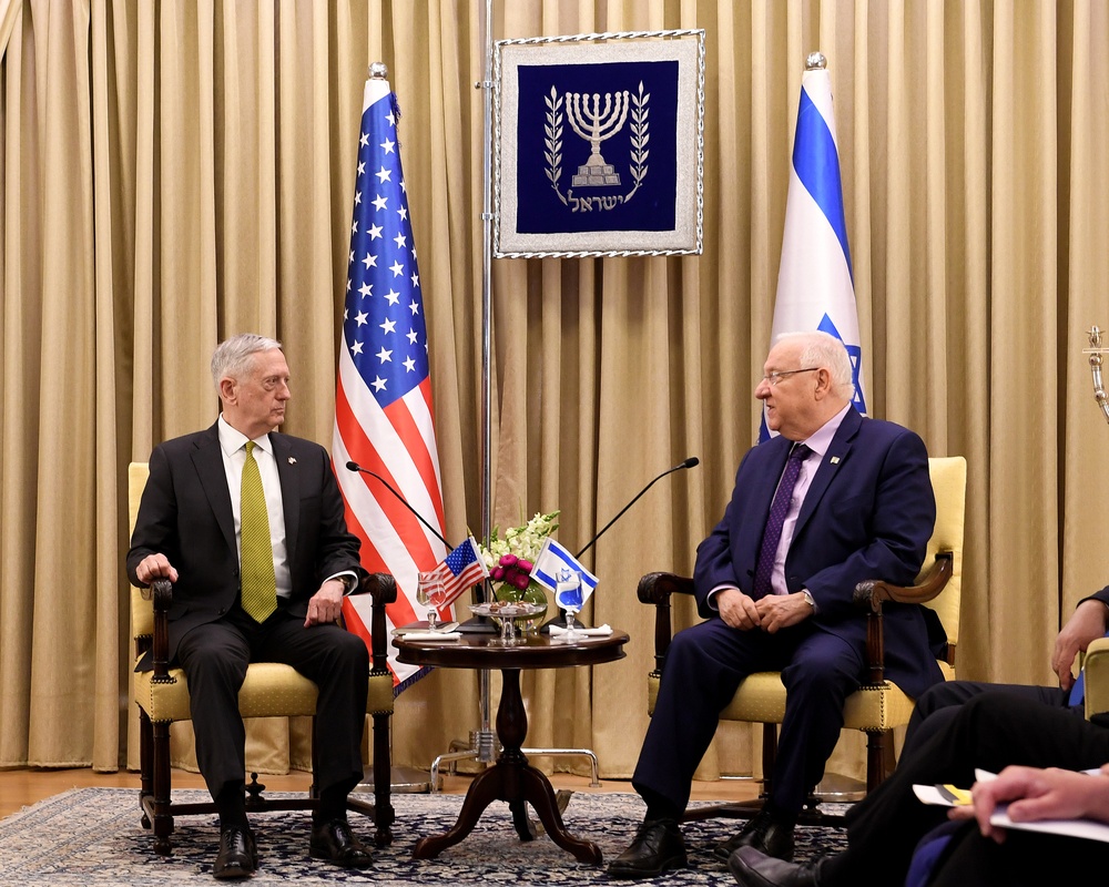 photos of Secretary of Defense Mattis meeting with Israeli President Reuven Rivlin. Jerusalem April 21, 2017