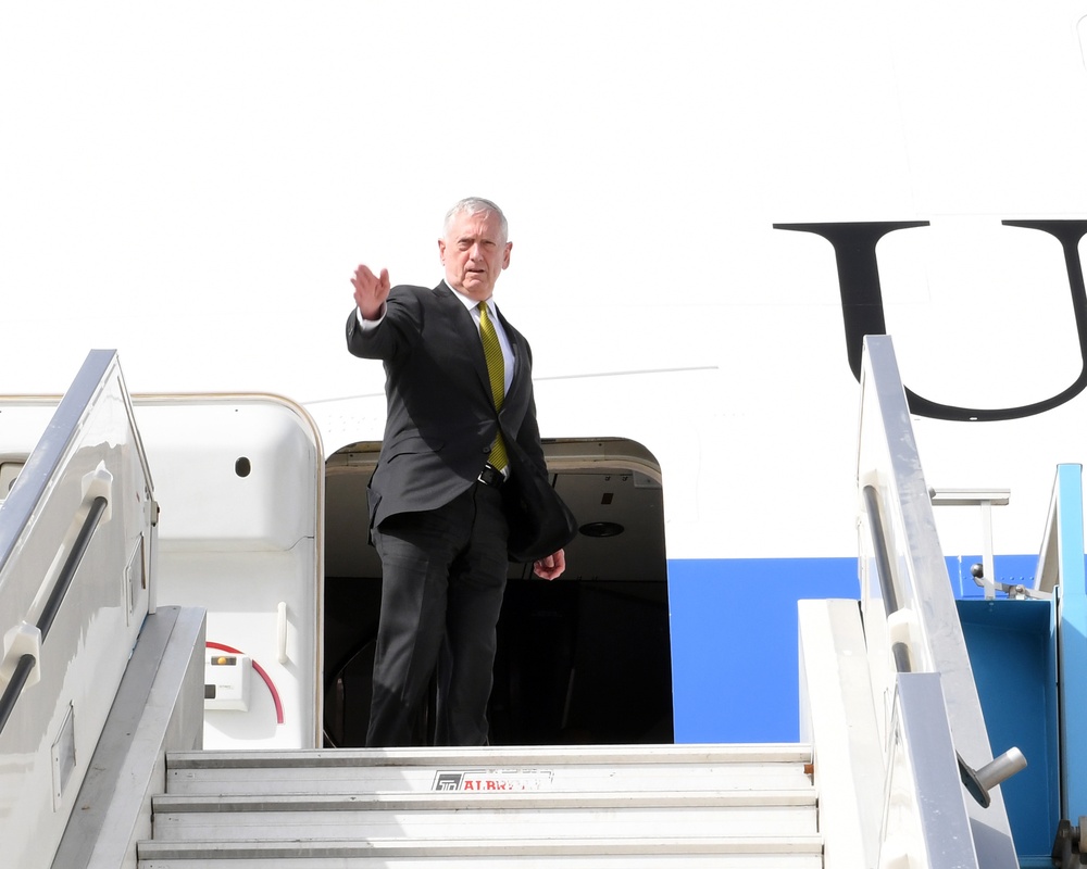 Photos of Secretary of Defense Mattis departing Israel. BGAP, Tel Aviv, April 21, 2017