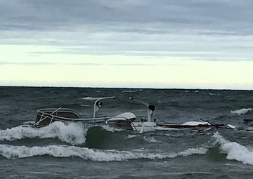 Grounded vessel near Ludington