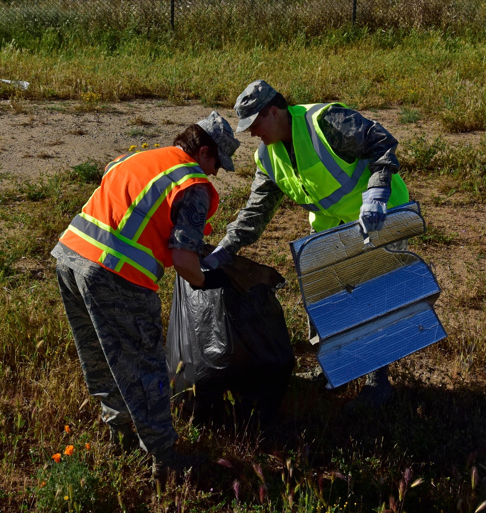 Airmen celebrate Earth Day with base clean up