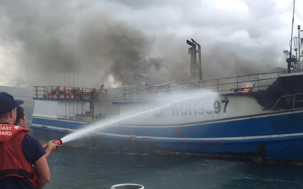 Coast Guard responds to vessel fire at Pier 38 in Honolulu