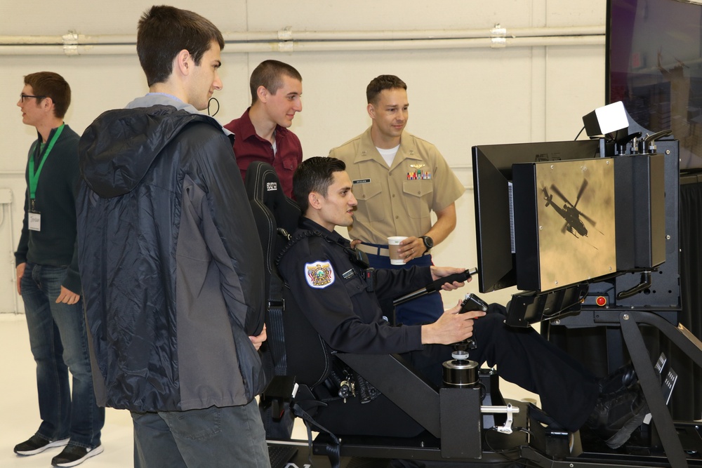 College students “fly” Marine Corps aircraft