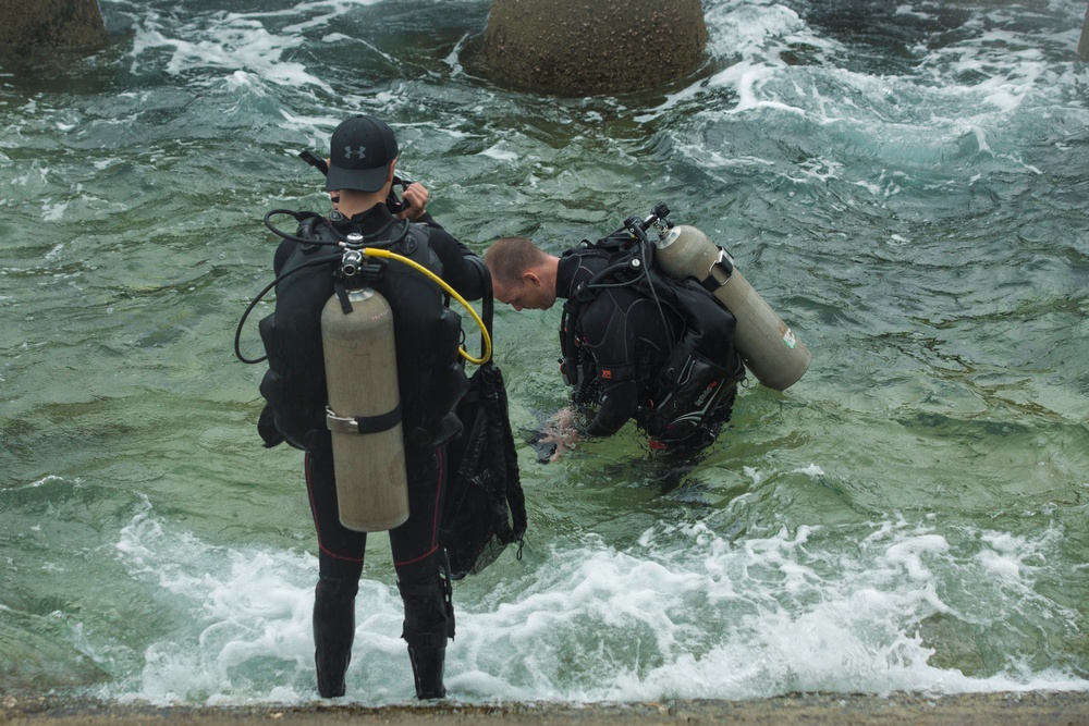 Service members clean Okinawa seawall, sea floor