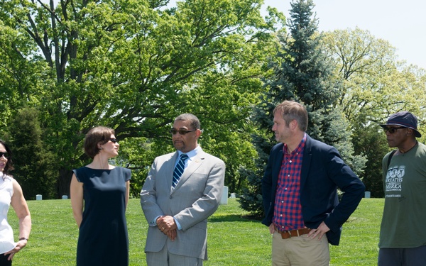 Arlington National Cemetery horticulture department conducts a tree planting ceremony in Section 34