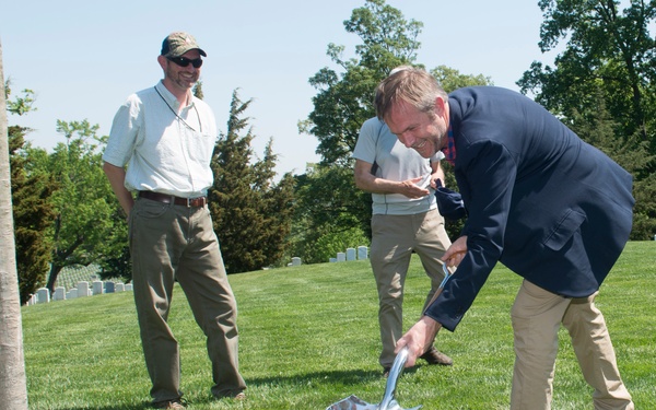 Arlington National Cemetery horticulture department conducts a tree planting ceremony in Section 34