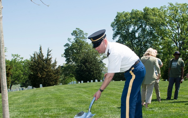 Arlington National Cemetery horticulture department conducts a tree planting ceremony in Section 34