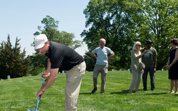 Arlington National Cemetery horticulture department conducts a tree planting ceremony in Section 34