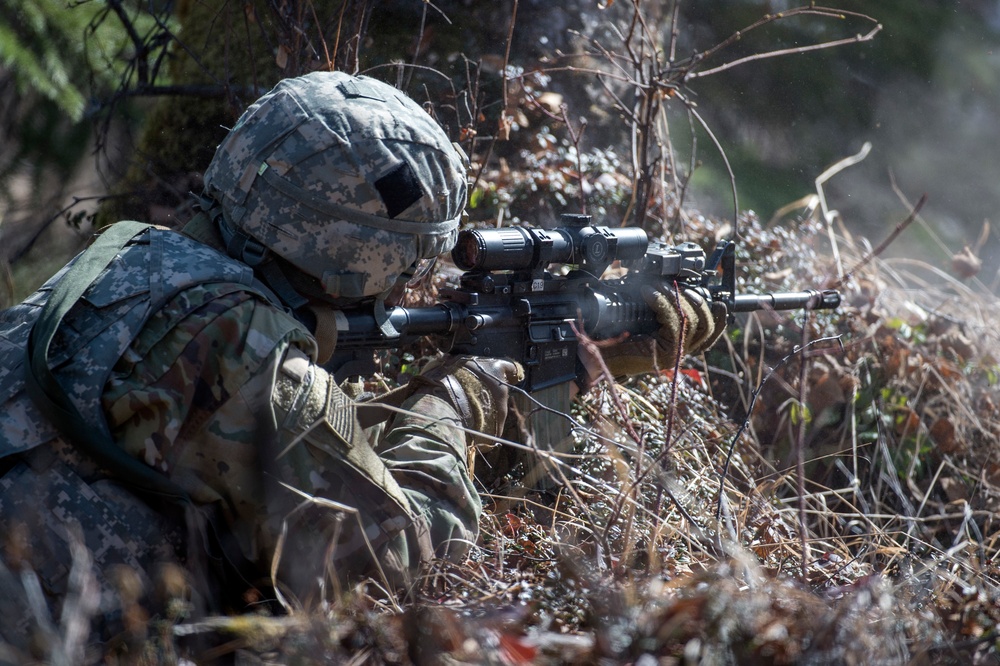 '1 Geronimo' scout platoon paratroopers conduct live-fire training at JBER