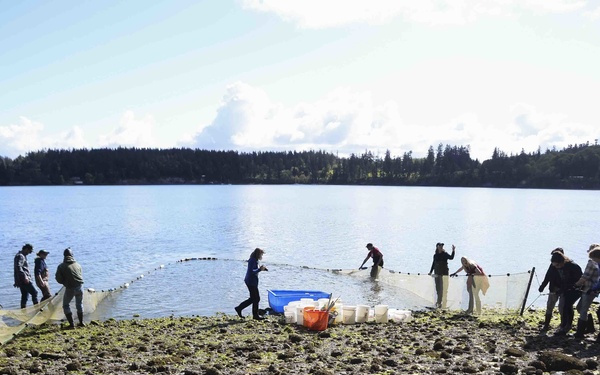 USGS Teams with Blue Heron Middle School to Conduct Beach Seining at Naval Magazine Indian Island