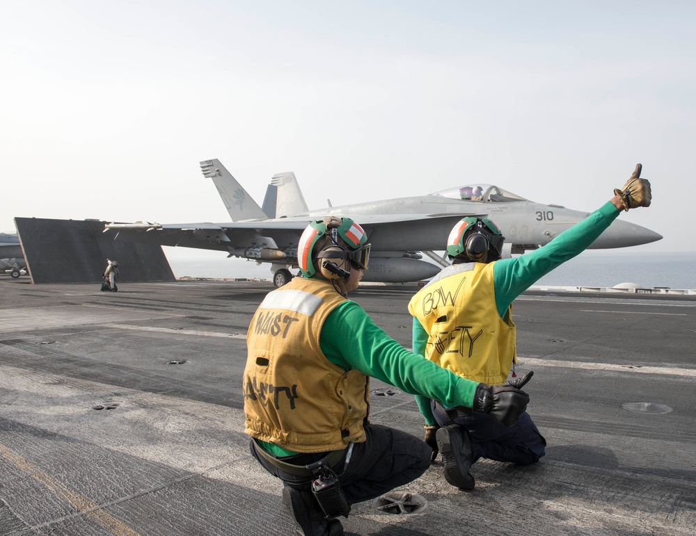 GHWB is the flagship of Carrier Strike Group (CSG) 2, which is comprised of the staff of CSG-2; GHWB; the nine squadrons and staff of Carrier Air Wing (CVW) 8; Destroyer Squadron (DESRON) 22 staff and guided-missile destroyers USS Laboon (DDG 58) and USS