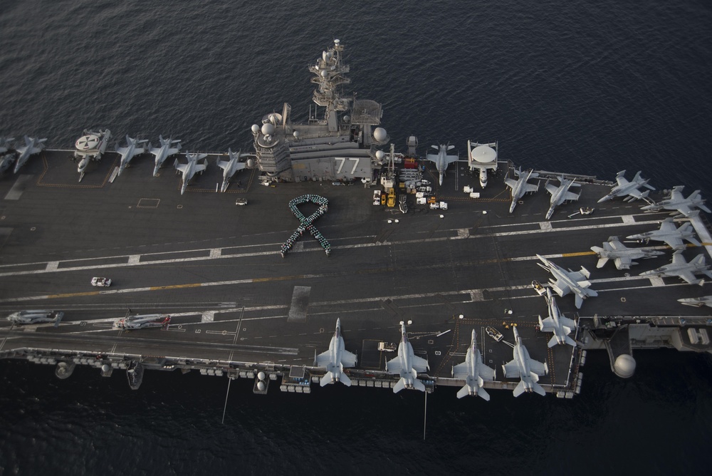 GHWB is the flagship of Carrier Strike Group (CSG) 2, which is comprised of the staff of CSG-2; GHWB; the nine squadrons and staff of Carrier Air Wing (CVW) 8; Destroyer Squadron (DESRON) 22 staff and guided-missile destroyers USS Laboon (DDG 58) and USS