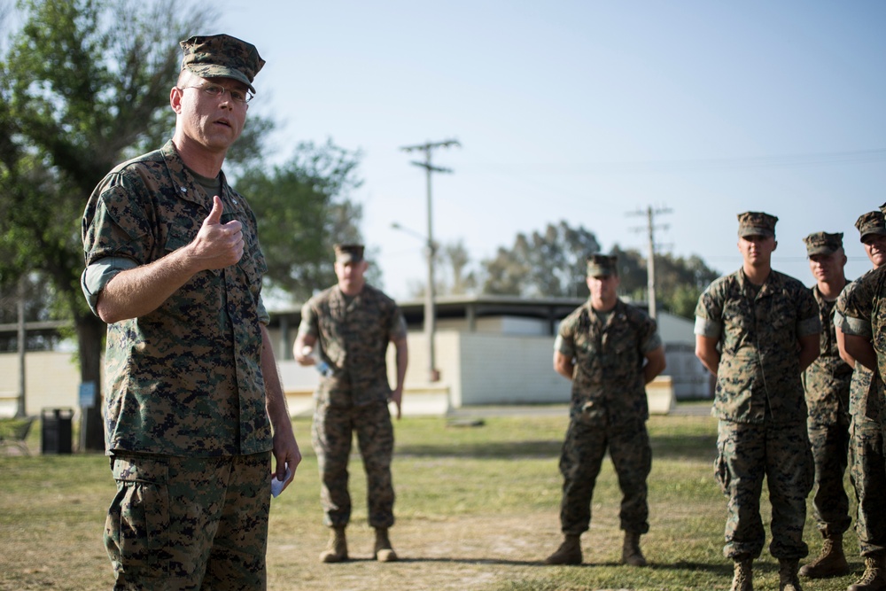 SPMAGTF-CR-AF Marines Receive Challenge Coins