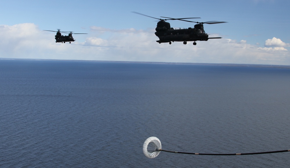 CH-47 Chinooks conduct refueling operations with SOF aviators