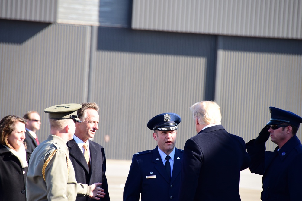 118th Wing Commander greets President Donald Trump