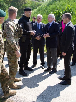 Sen. John McCain visits with U.S Army Special Forces in Serbia