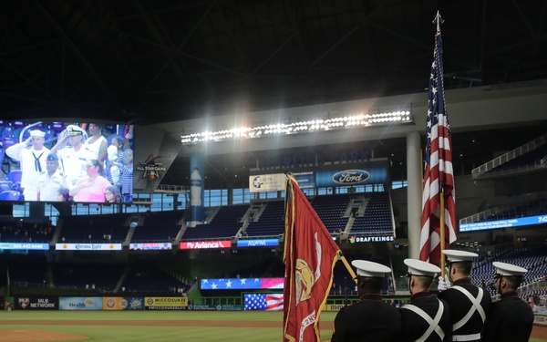 FW PEV: Marines Present Colors for Marlins