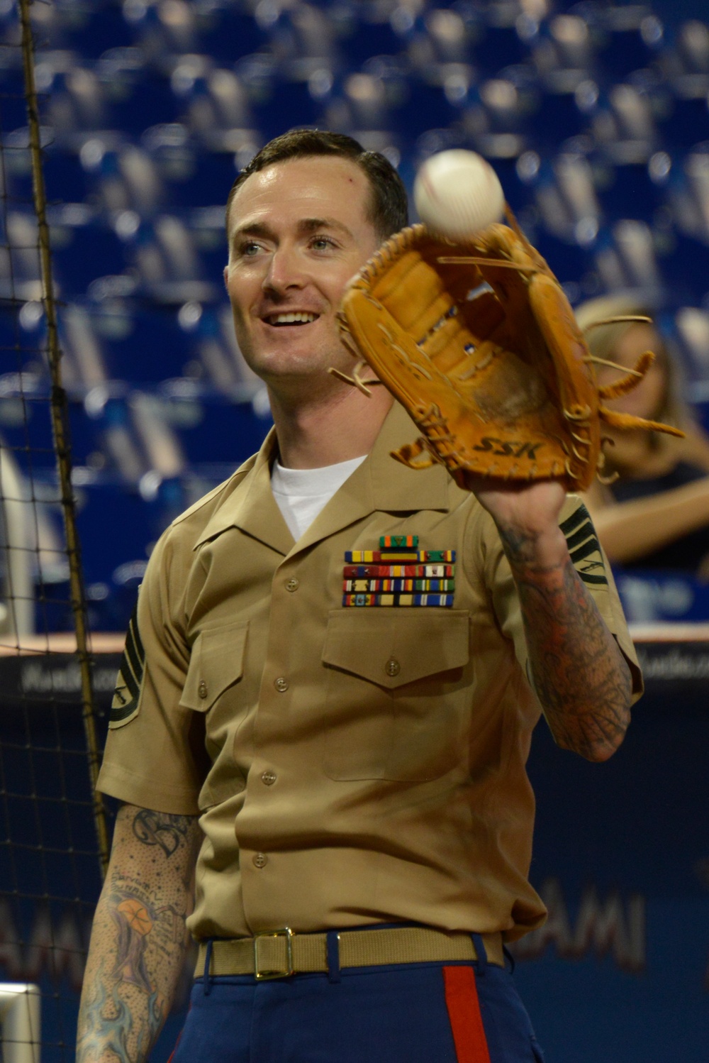 Marines, Sailors open Marlins Game